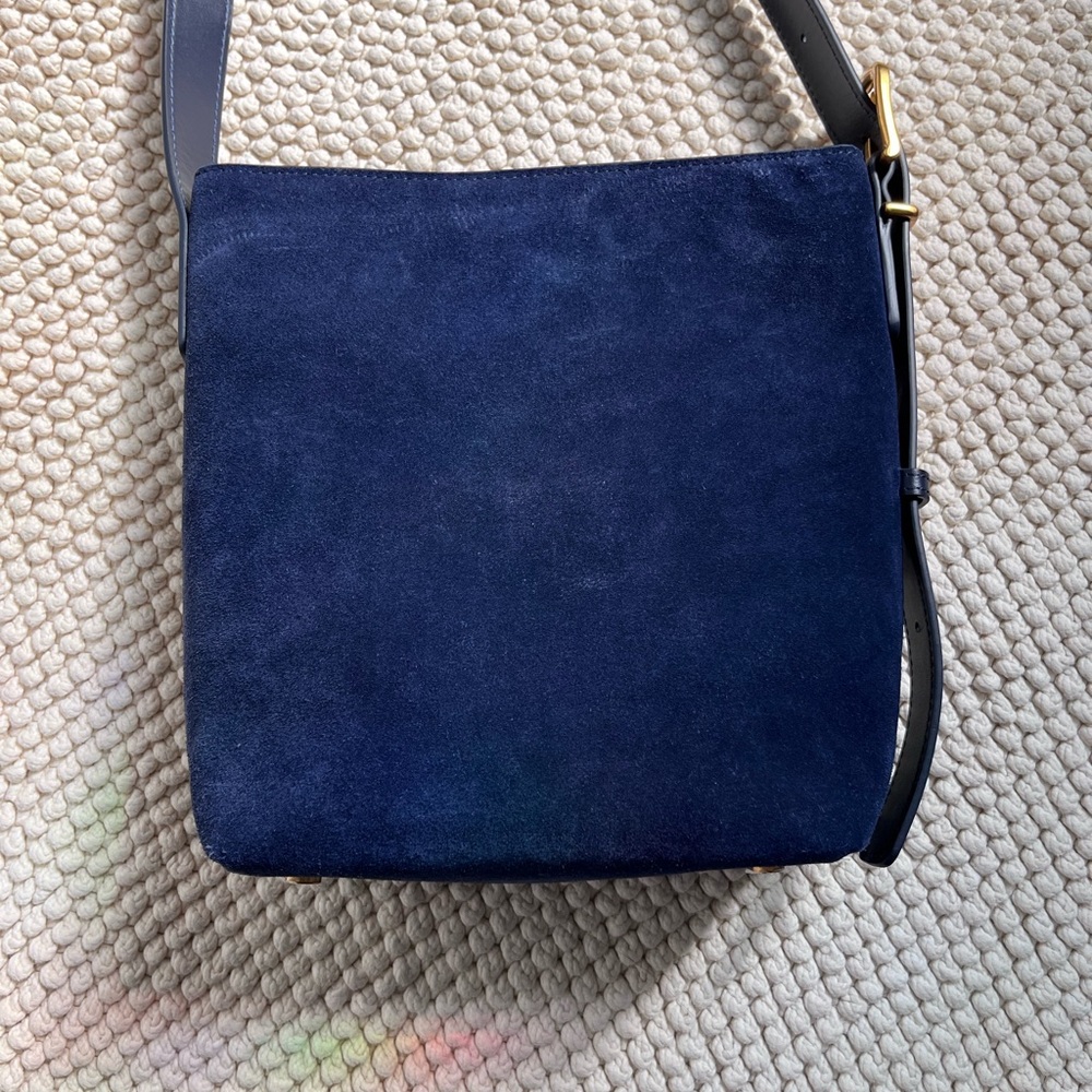 Quince Italian Suede Bucket Crossbody Bag in Midnight - Picture 5 of 9